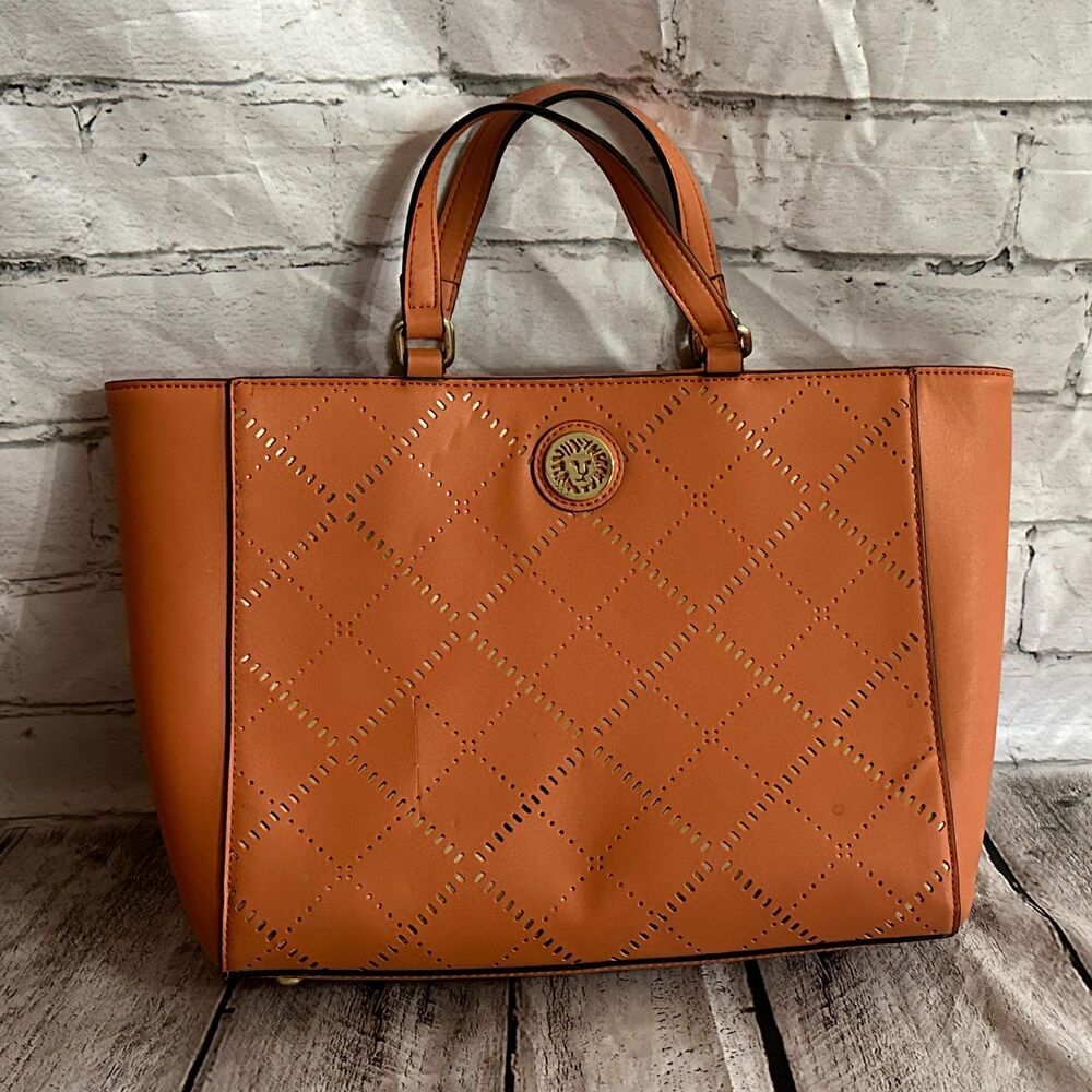 Anne Klein Orange and Gold Tote